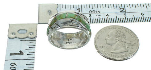 Southwestern Turquoise Authentic Sterling Silver Water Wave Ring Size 5-1/4 QX85806